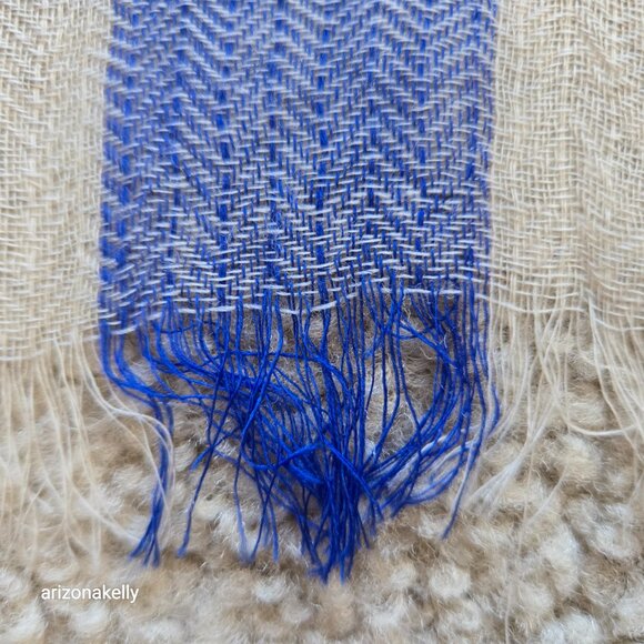 Eileen Fisher Wool Woven Lightweight Scarf Gradient Ombre Buffalo Plaid - Picture 9 of 12